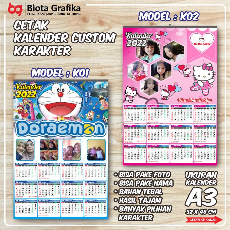 Jual Kalender Dinding 2022 Custom Bisa Pakai Foto, Kalender Anak ...