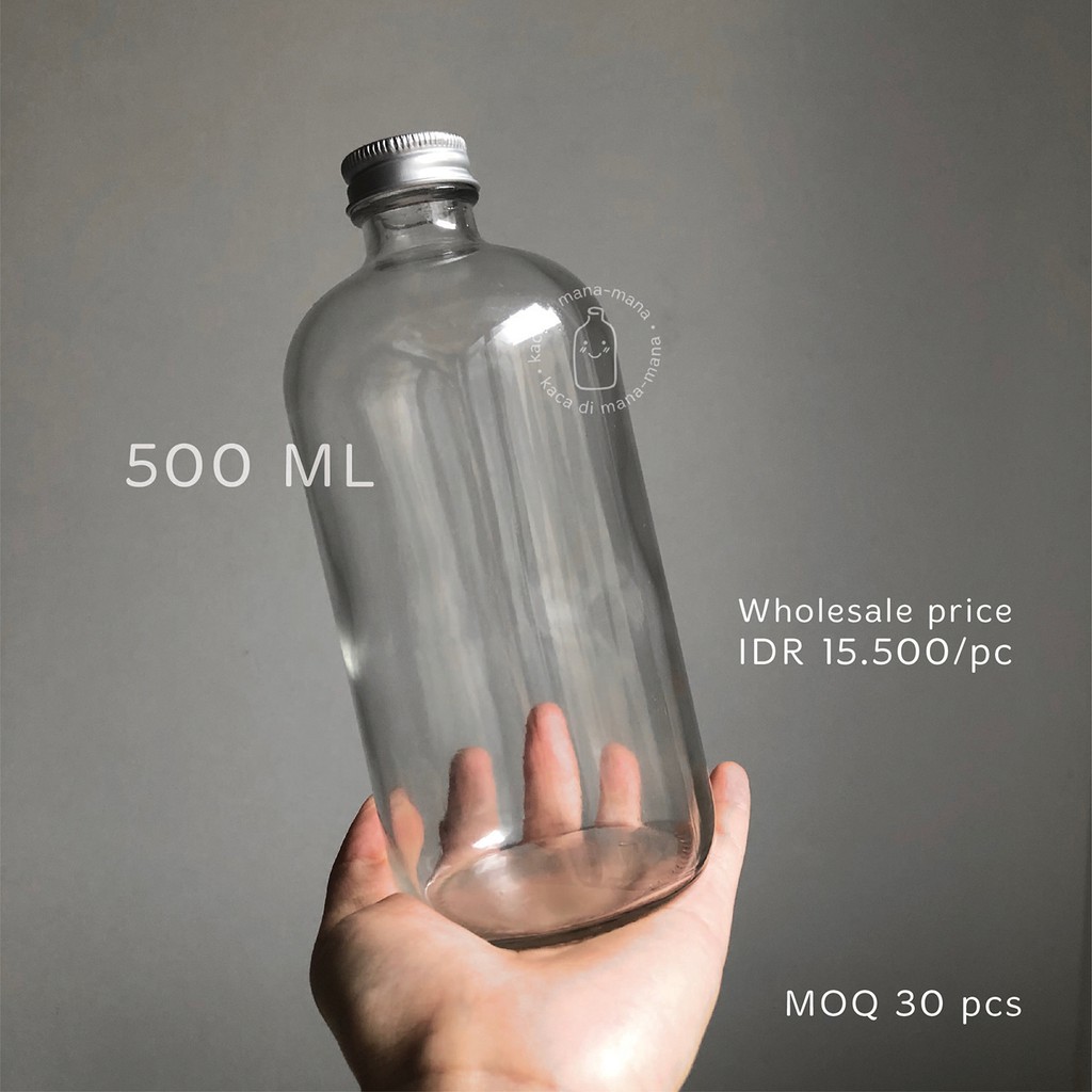 Jual Botol kaca 500ml - botol juice kopi - boston round | Shopee Indonesia