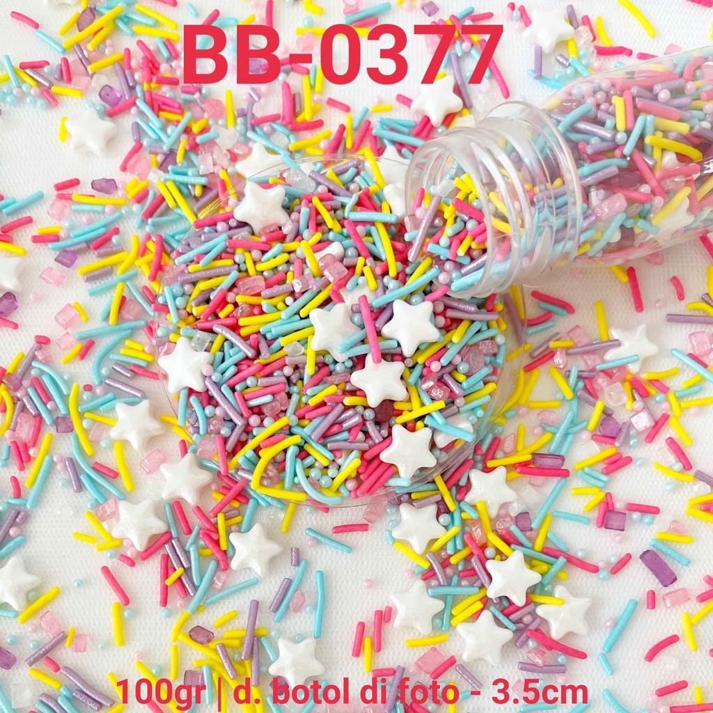 Jual BB-0377 Sprinkles sprinkle sprinkel 100gr 100gram pelangi bintang ...