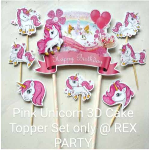 Jual Pink Unicorn Cake Topper/Topper Kue Unicorn 3D/Cake Topper Unicorn Shopee Indonesia