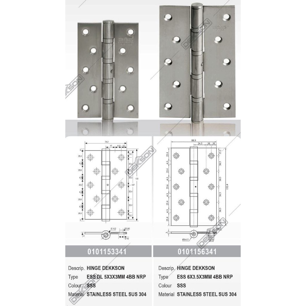 Jual HINGE DEKKSON NRP ESS DL X X MM BB SSS Engsel Pintu NRP Inch Dekkson Hinge NRP Deluxe