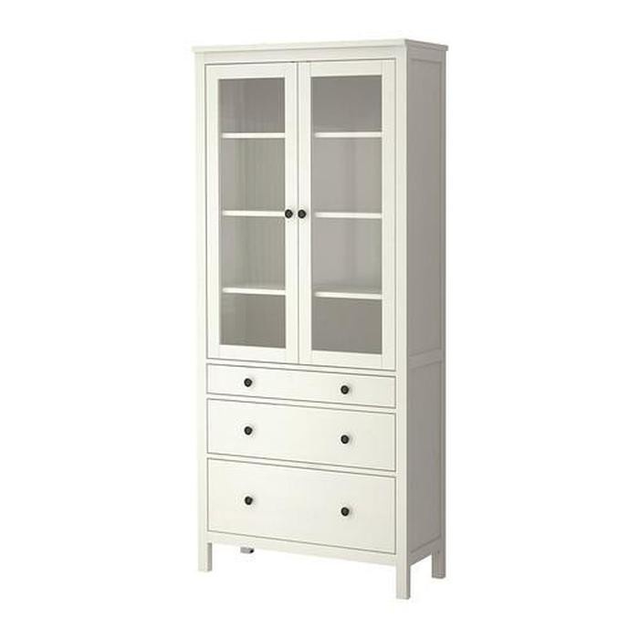 Jual Promo Besaran IKEA HEMNES Kabinet Berpintu Kaca Dg 3 Laci, Warna ...