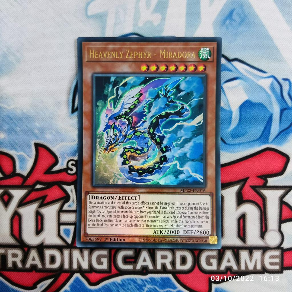 Yugioh Karte Himmlischer Zephir - Miradora Ultra Rare, Deutsch 1. Auflage, Inklusive Ultrapro Toploader