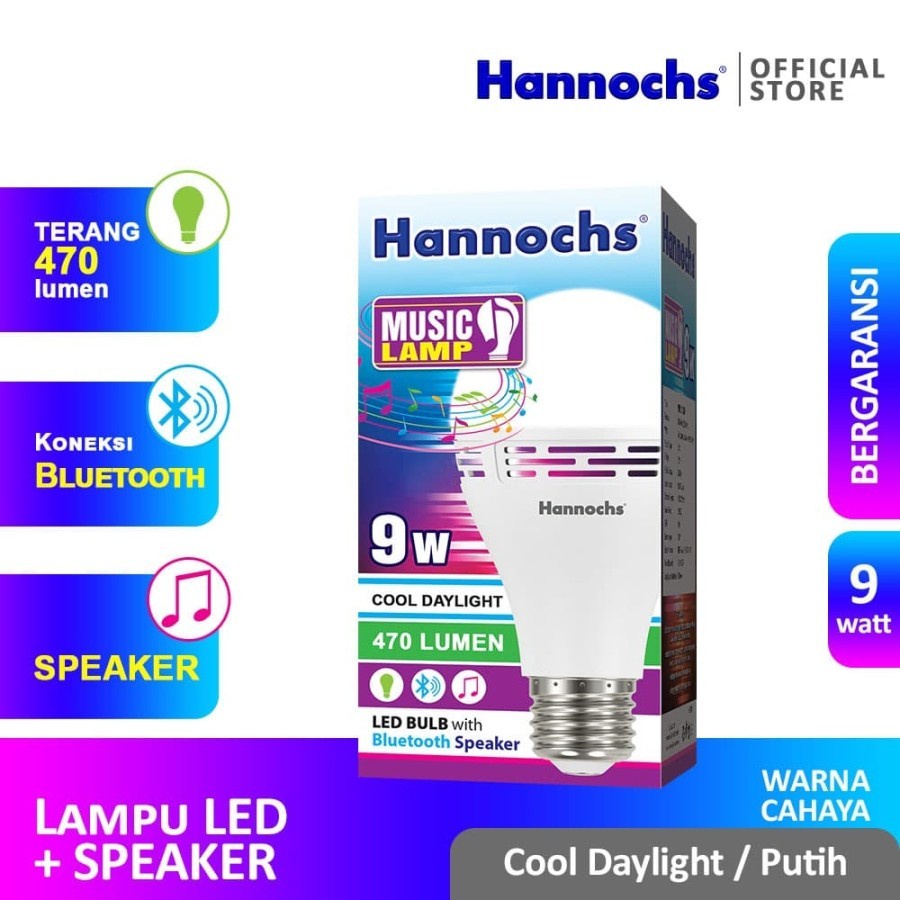 Jual Lampu/Bohlam Hannochs LED Music Lamp 9 Watt - Dilengkapi SPEAKER ...