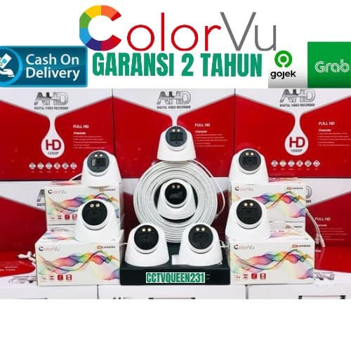 Jual PAKET CCTV COLORVU 8 CHANNEL 8 KAMERA TURBO HD 5MP 1080P IR SONY