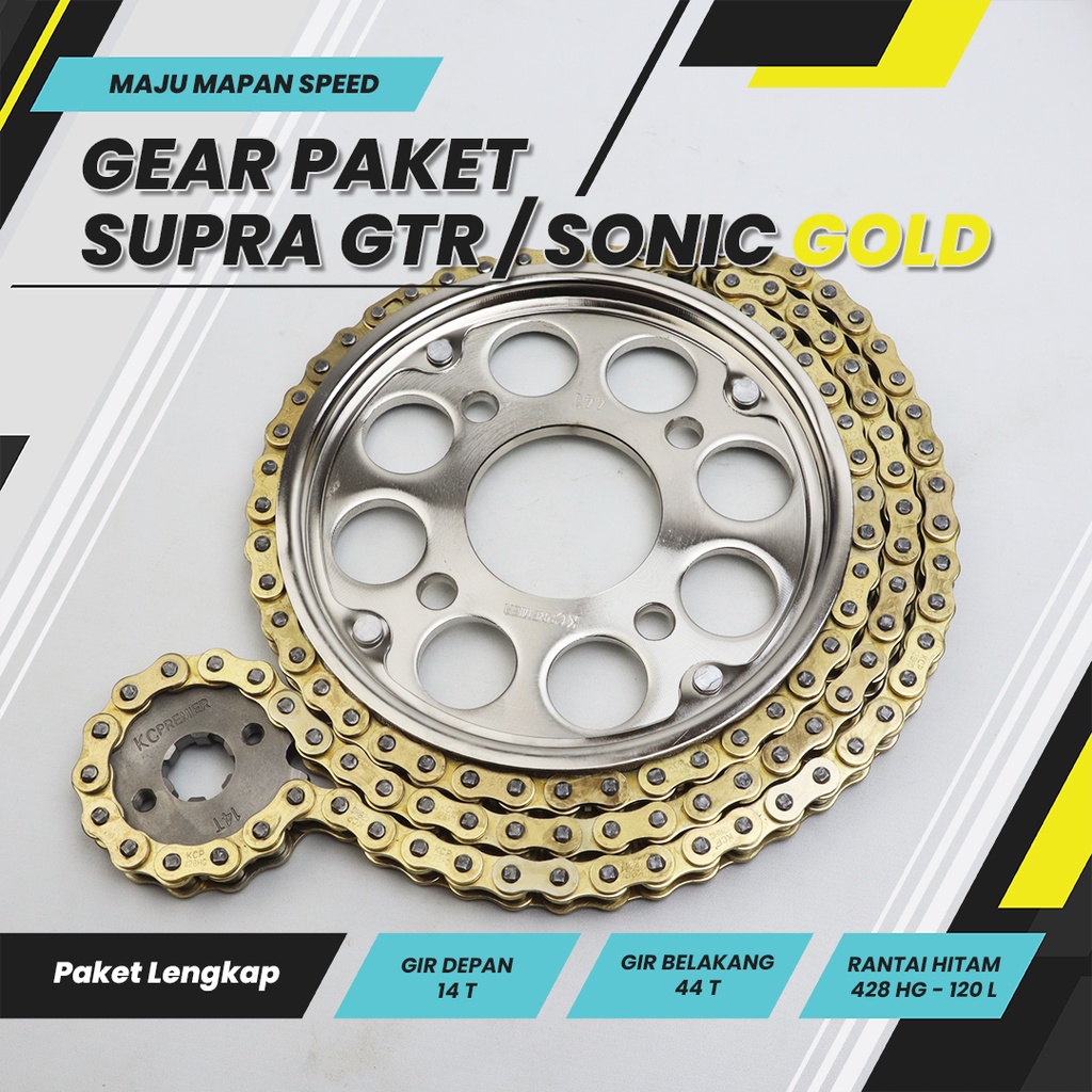 Jual Gear set Supra GTR Sonic 14T/44T 428HG120L Model SSS Merk KC