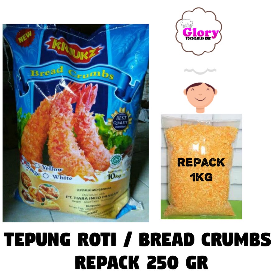 Jual tepung roti orange repack 250gr/tepung roti bread crumb/tepung ...