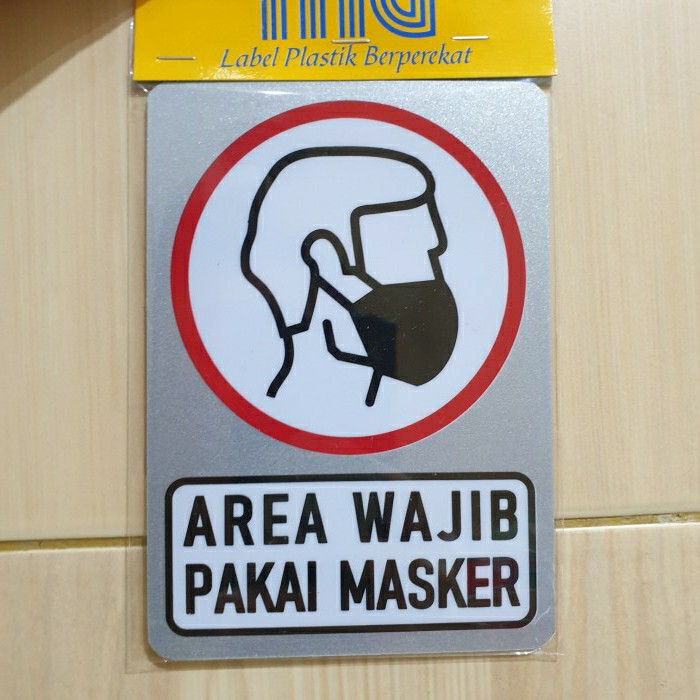 Jual Stiker Sticker Tempel Label Gambar Sign Area Wajib Pakai Masker ...