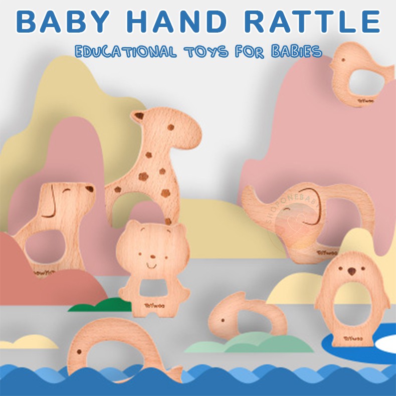 Jual INSTAN PREMIUM Toywoo Wooden Baby Animal teether Rattle Toys