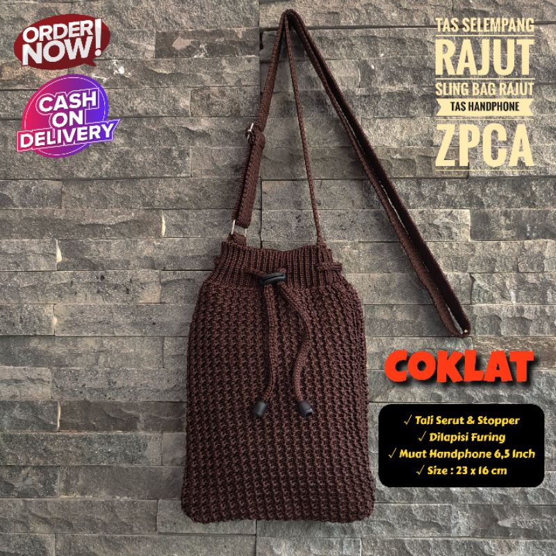 Jual Tas Selempang Rajut Sling Bag Rajut Tas Handphone Premium | Shopee
