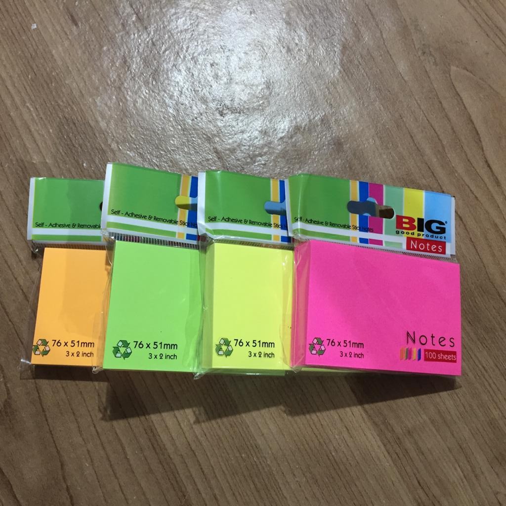 Jual Sticky Notes BIG 76 x 51mm 100 Sheets (1 Warna) | Shopee Indonesia