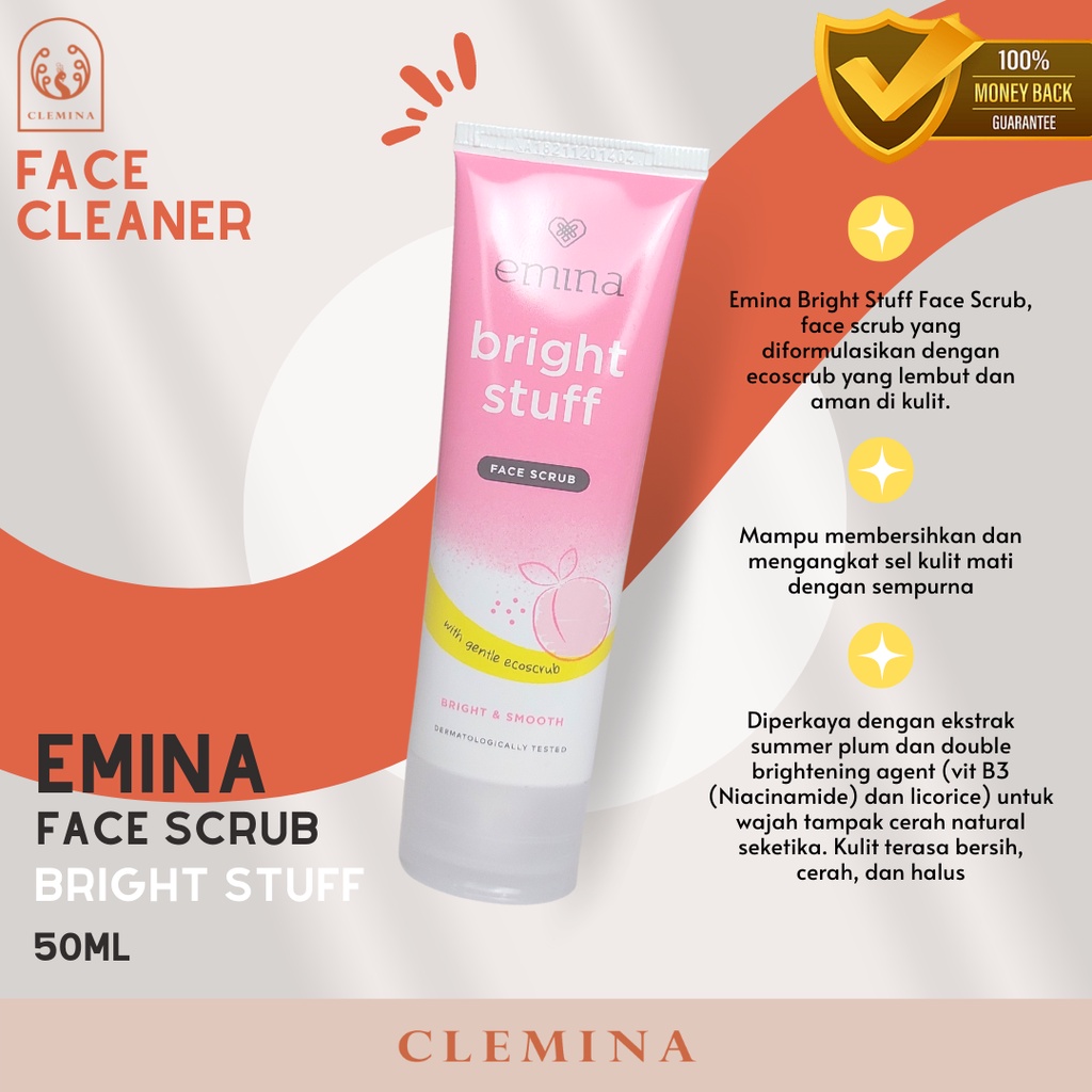 Jual Emina Bright Stuff Face Scrub Wajah Angkat Sel Kulit Mati 50 ml