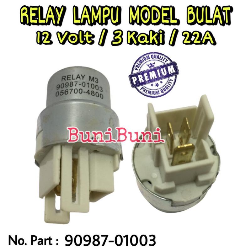 Jual Relay Lampu Mobil Kijang / Rino / Taft 12 Volt 22A Kaki 3 Model