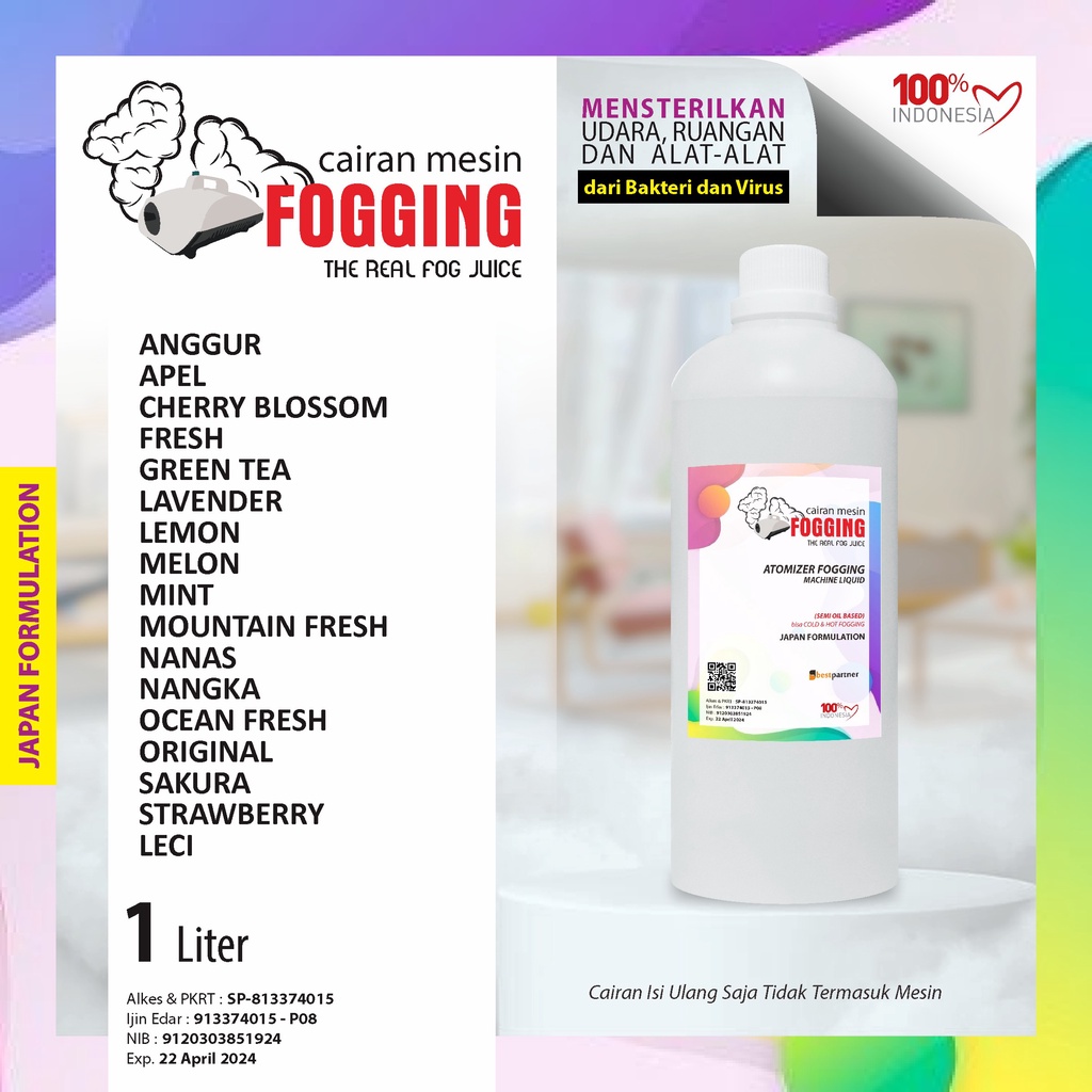 Jual Cairan Fogging Aroma Segar 1 LIter / Cairan Fogging Atomizer Segar