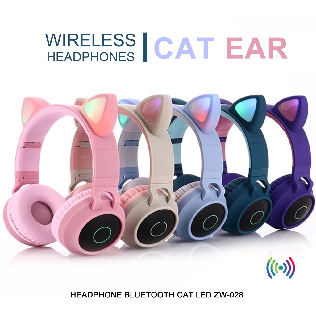 Jual Headphone Bluetooth Led Cat ZW028 Shopee Indonesia