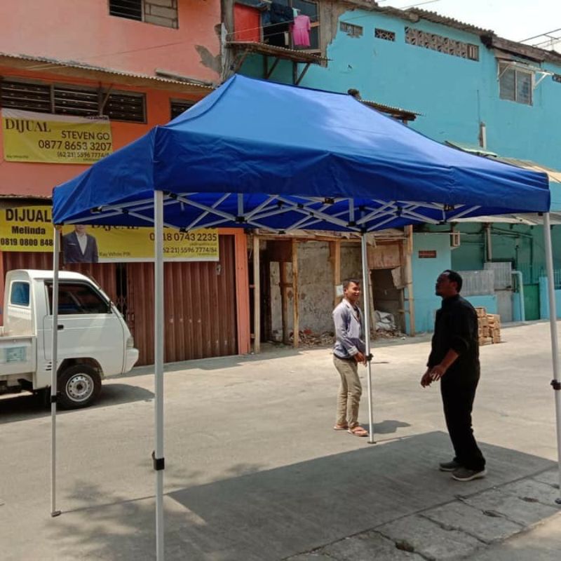 Jual tenda lipat premium uk 2x3 ket besi 1.2mm bahan atap polyester ...