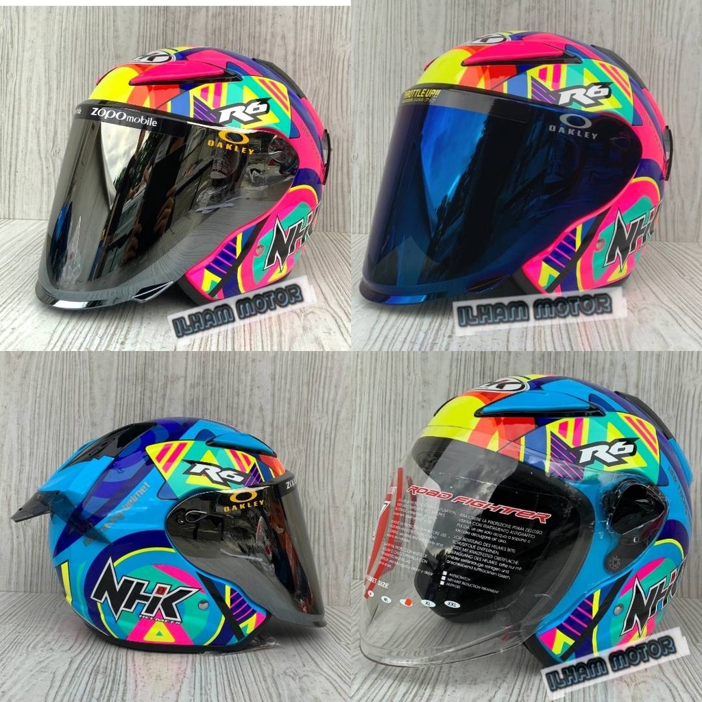 Jual NHK HELM NHK R6 PIGMENT MOTIF YELLOW/BLUE/PINK/HALF FACE | Shopee ...