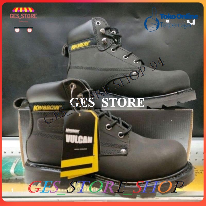 Jual Krisbow sepatu safety Vulcan 6 Inch Black & Brown/safety Shoes