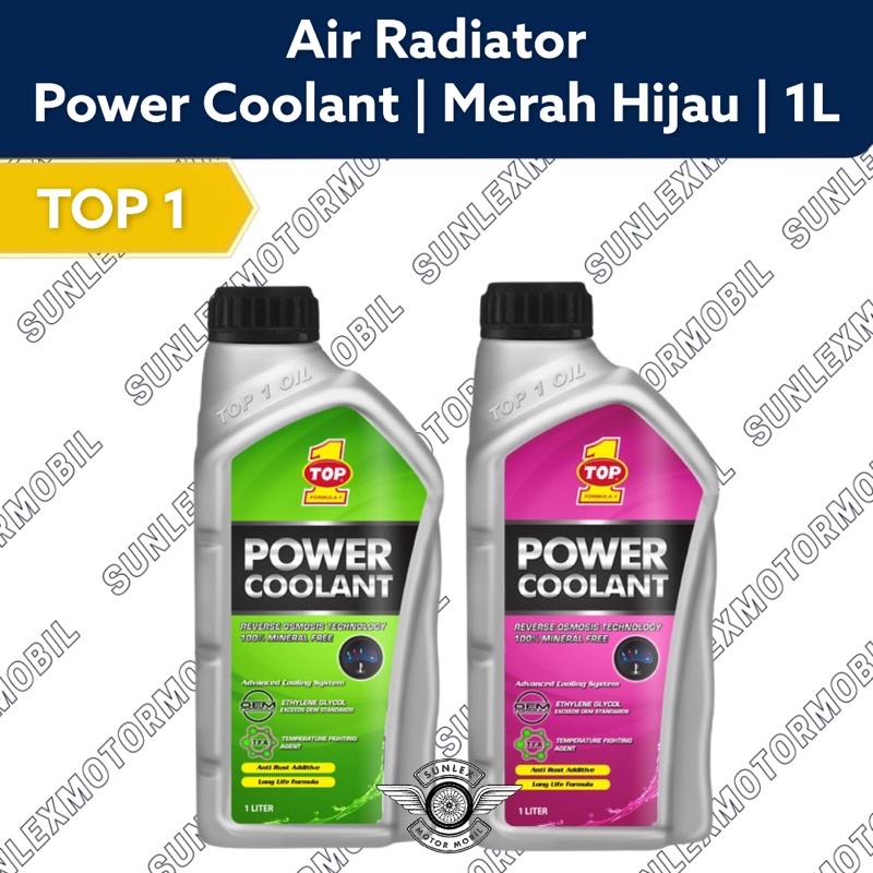 Jual AIR RADIATOR POWER COOLANT TOP 1 MERAH HIJAU 1L MOTOR MOBIL