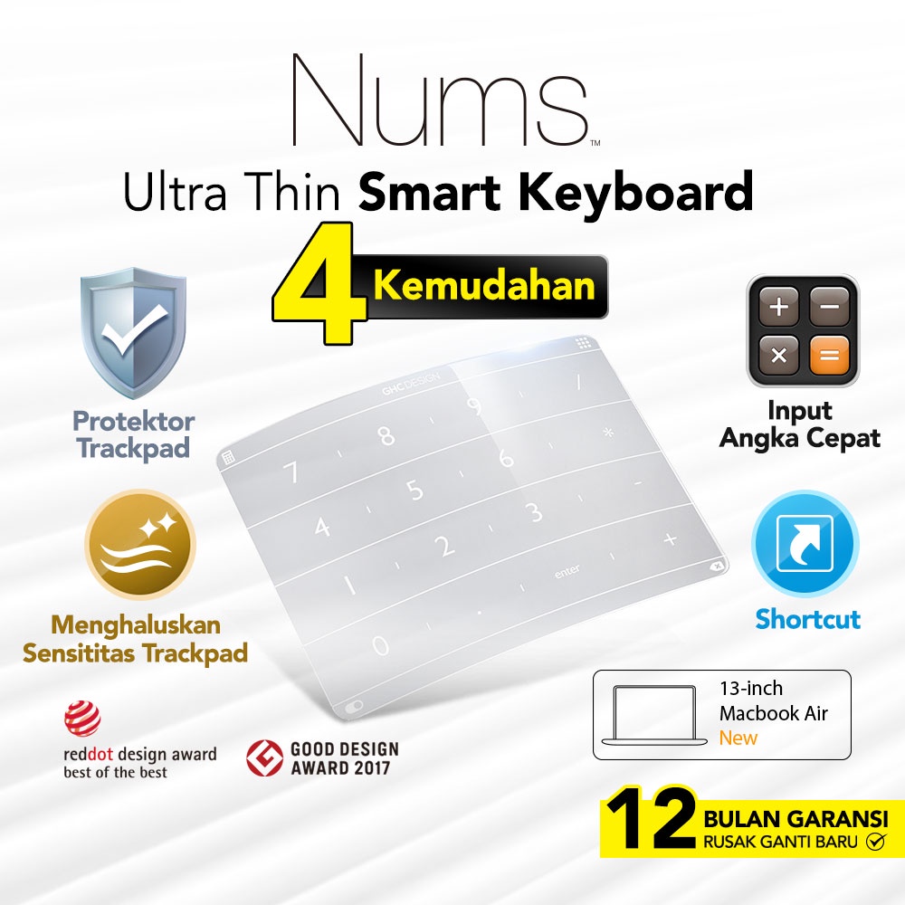 Jual Micropack Nums Ultra Thin Smart Keyboard Numpad Trackpad Protector ...