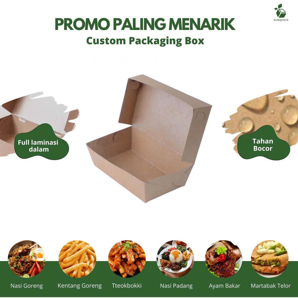 Jual Lunch Box X X Gsm Paper Box Polos Packaging Kotak Kemasan Makanan Nasi