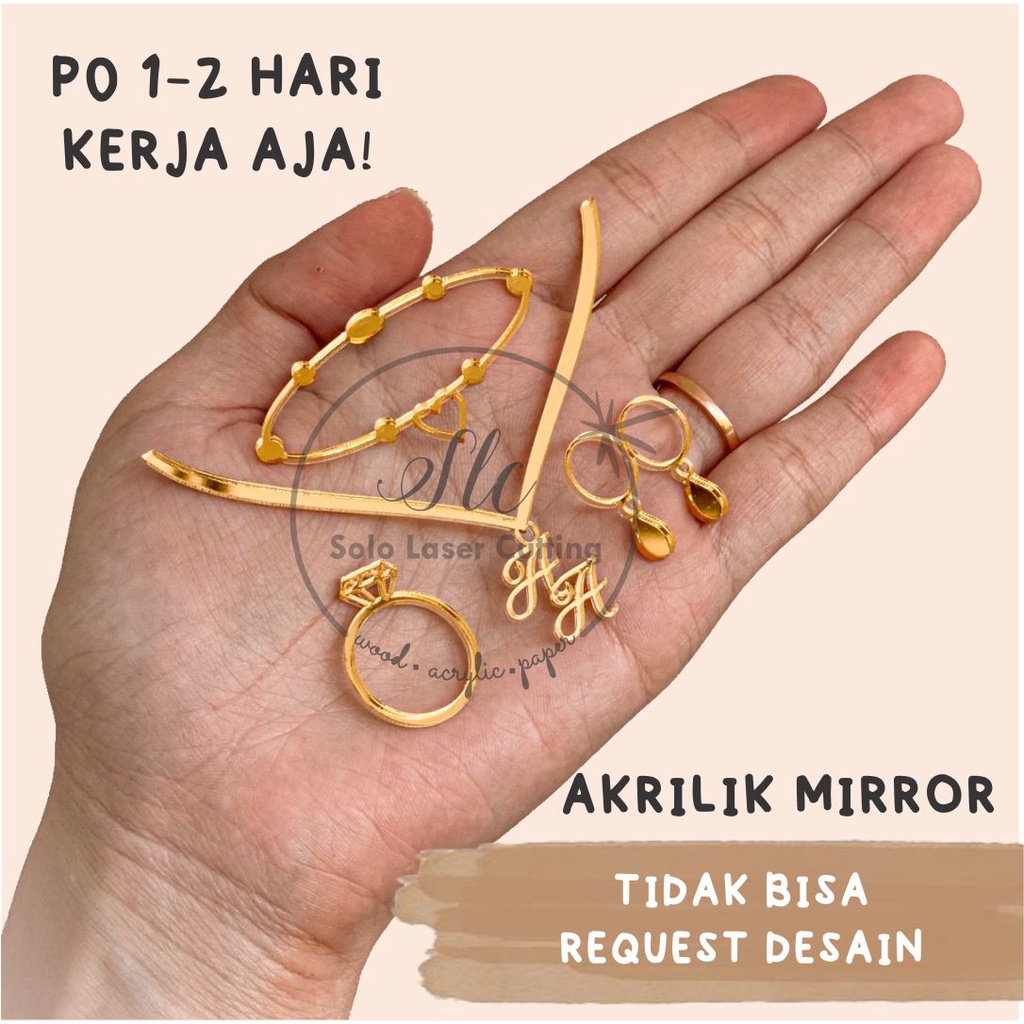 Jual Replika Perhiasan Set Mini Akrilik Cermin Emas Perak Dekorasi Mahar Seserahan