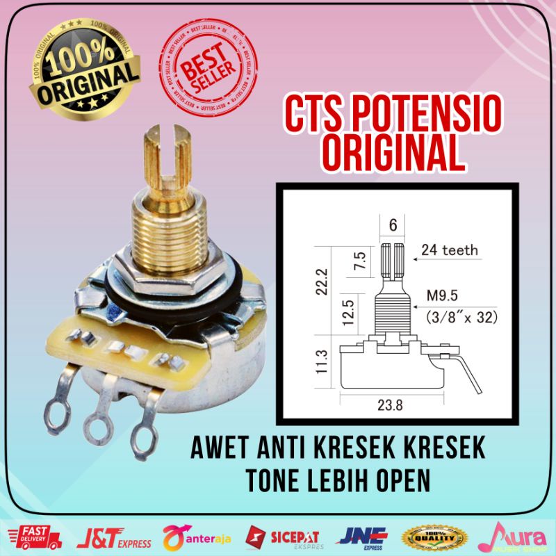 Jual Potensio Potensiometer Gitar Bass Cts Gold K K Original Shopee Indonesia