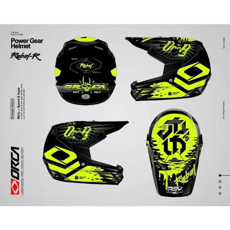 Jual HELM ORCA DESAIN ATOM REBEL-R ORIGINAL-BLACK FLOW | Shopee Indonesia