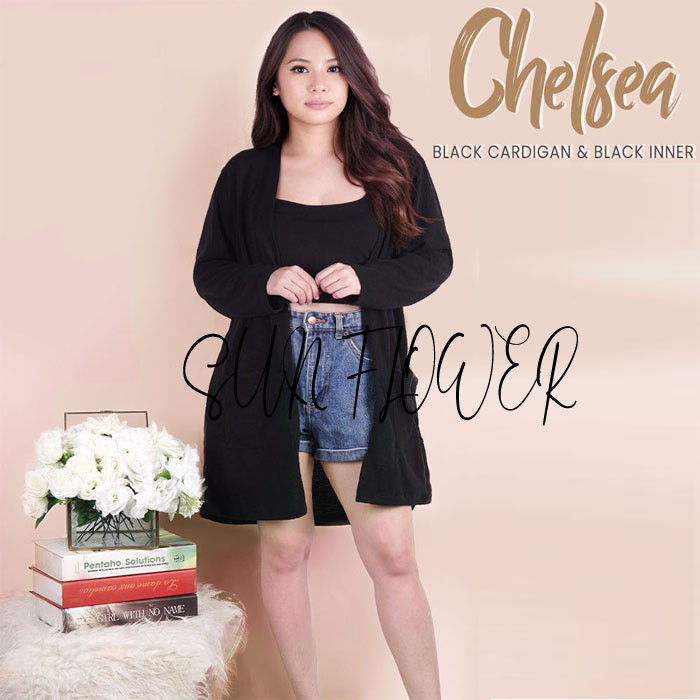 Jual Cardigan & Inner Kardigan Premium Set Chelsea Gardigan Black ...