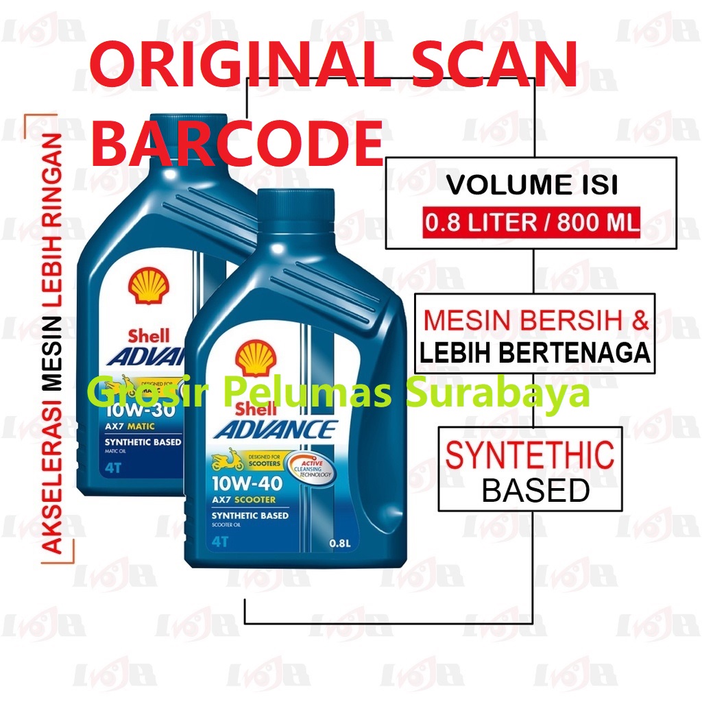 Jual Original SCAN barcode Oli motor Matic shell advance 4T scooter ...