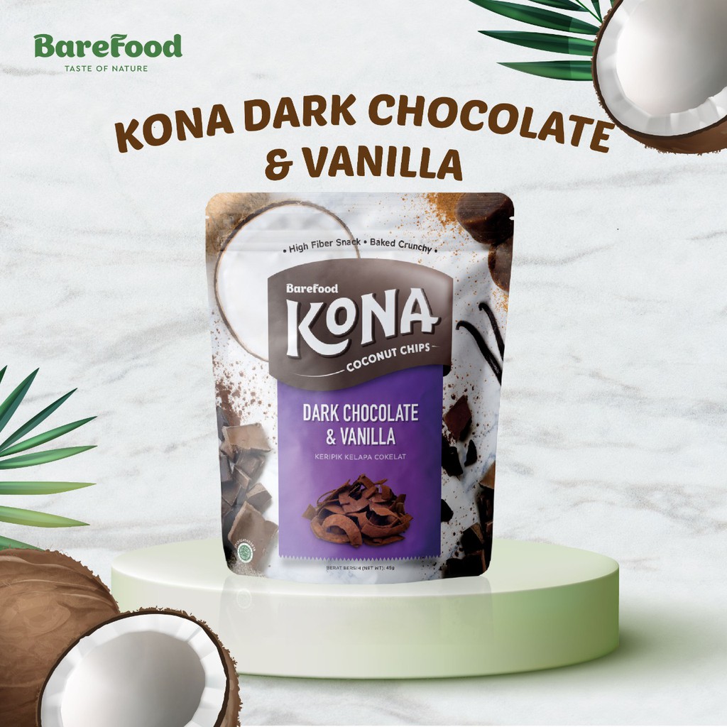 Jual KONA Coconut Chips Dark Chocolate & Vanilla 45gr Shopee Indonesia