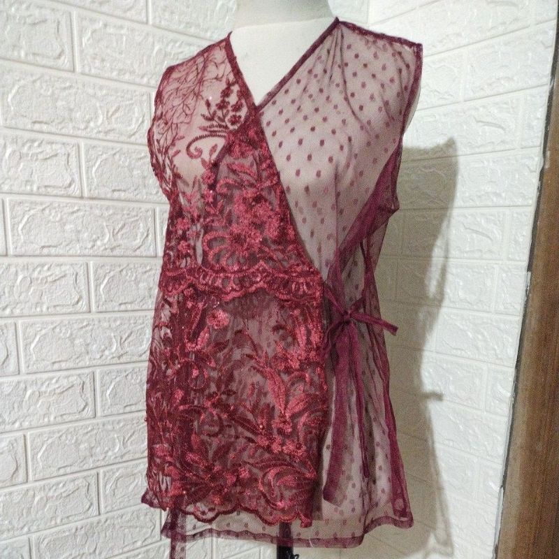 Jual outer brukat model kimono pendek | Shopee Indonesia