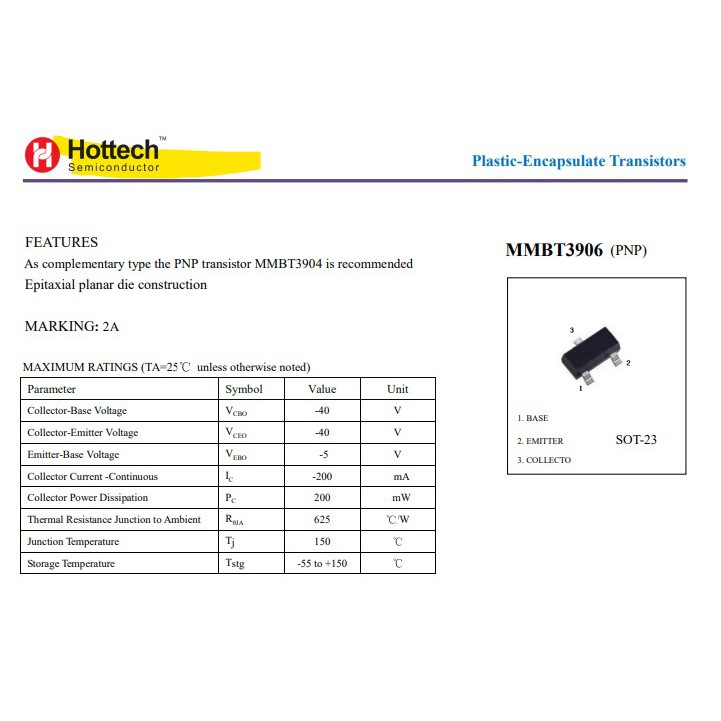 Jual MMBT3906 3906 2N3906 2A SOT23 PNP General Purpose Transistor SOT ...