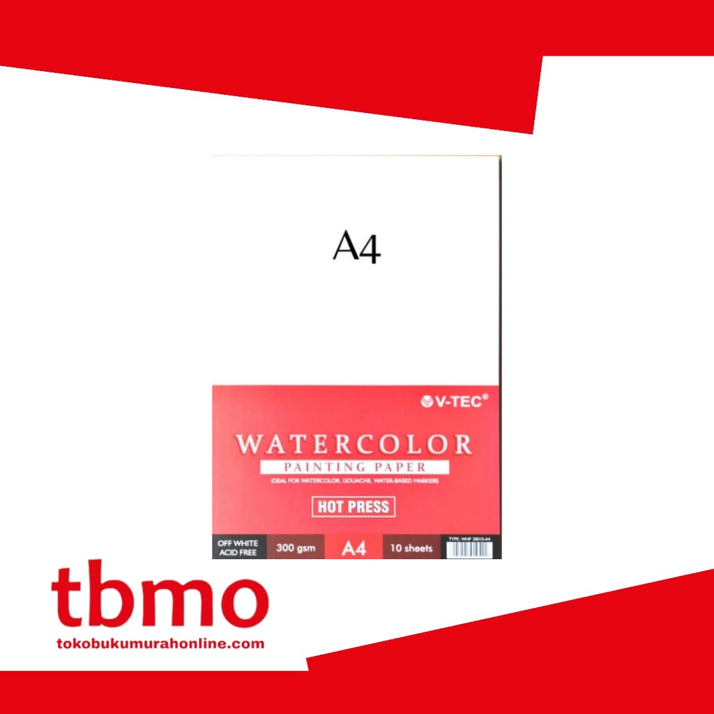 Jual TBMO WATER COLOUR PAINTING PAPER WHP 30010 10SHEETS/300GR UK.A4 ...