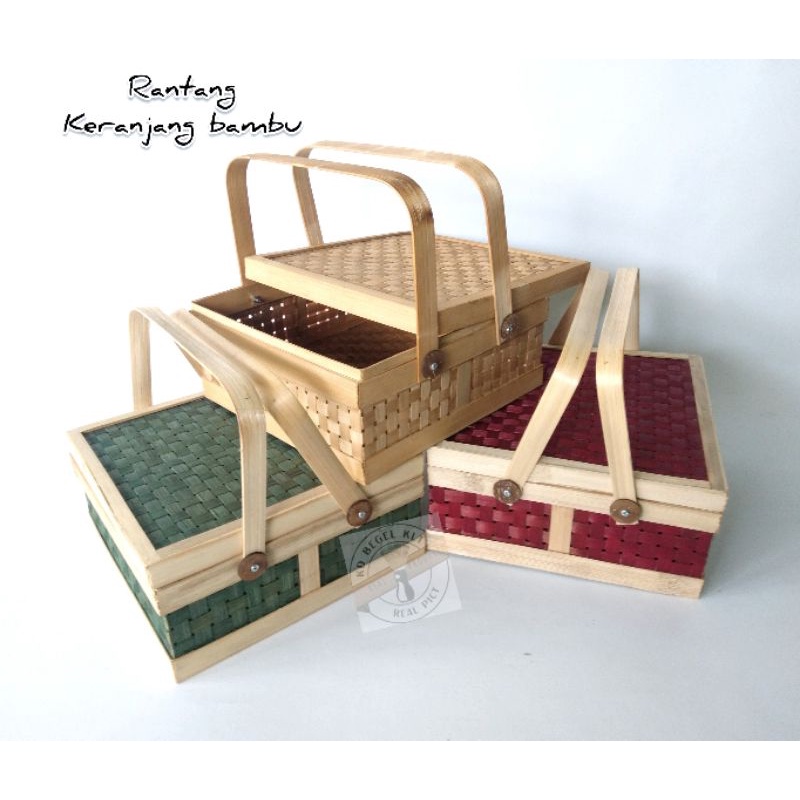 Jual rantang kotak anyaman bambu | wadah hampers kotak bambu | Shopee ...