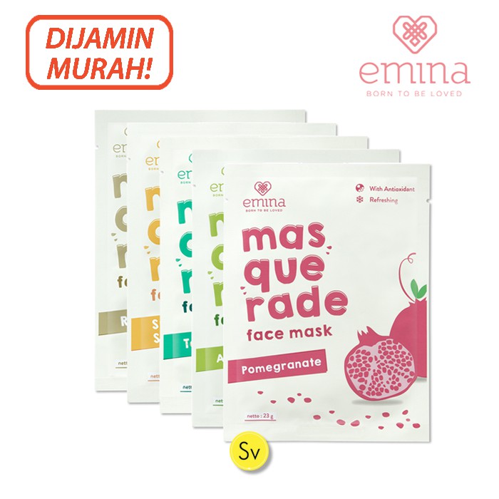 Jual Emina Masquerade Face Mask Sunflower Seed Oil / Rice / Tea Tree ...