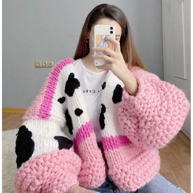Jual Cardigan Rajut (Handmade Crochet Red velvet Cake & Cow Crochet ...