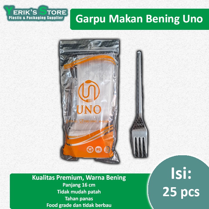 Jual Garpu Makan Bening Uno Isi 25 Pcs Garpu Plastik Bening Garpu