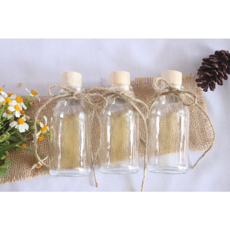 Jual Botol Kaca 100 ml Tutup Kayu / Gift / Dekorasi Rustic | Shopee ...