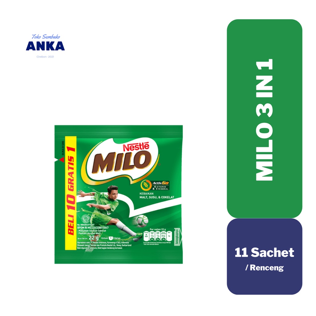 Jual Milo Activ Go Susu Coklat Sachet 11 X 22gram Harga Untuk 1