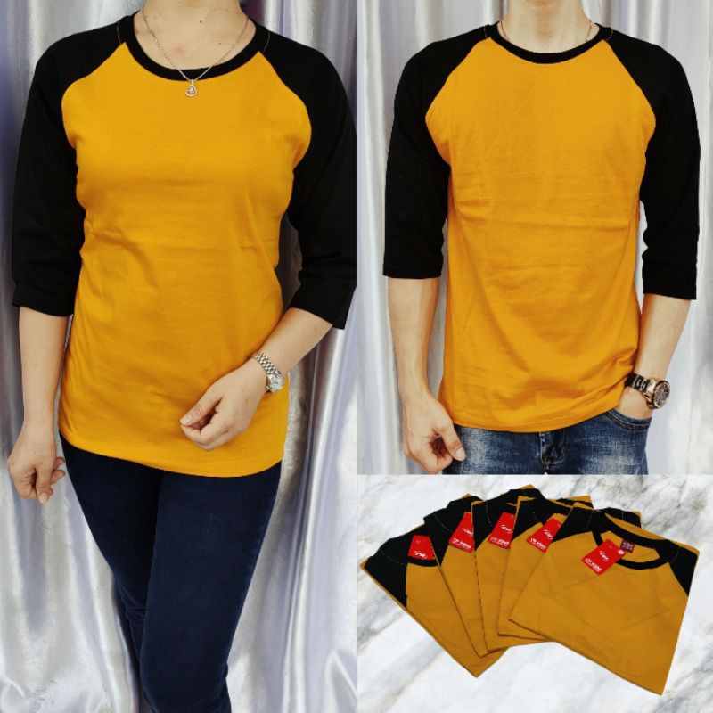 Jual Kaos Reglan Kuning Mustard Hitam Lengan 34 Uk M L Xl Xxl