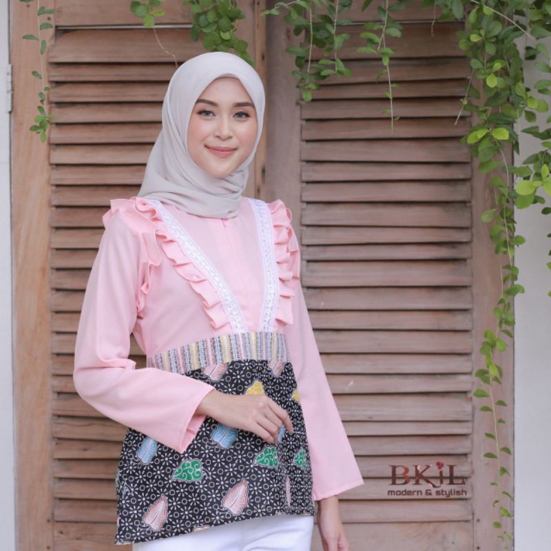 Jual Batik Wanita Kekinian Blouse Batik Brokat Batik Kombinasi | Shopee