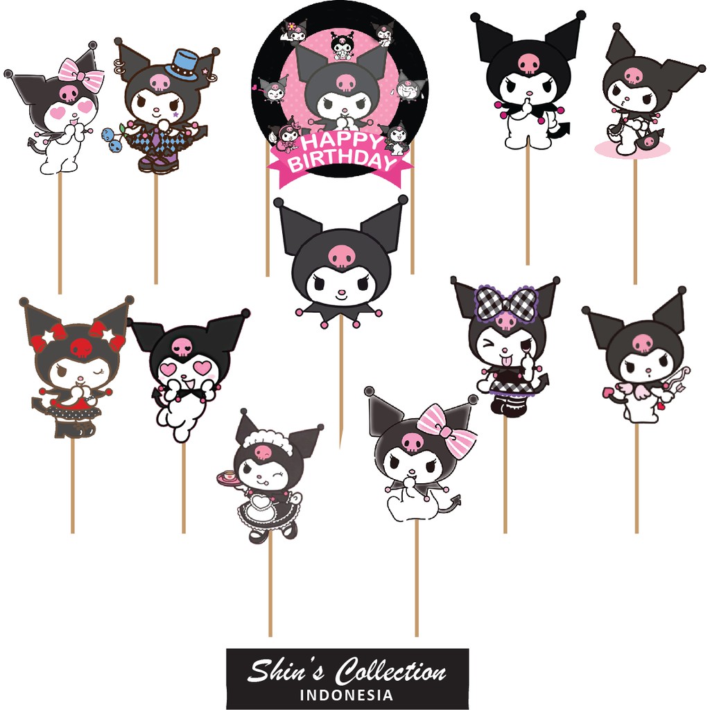 Jual Cake Topper Kuromi 1 Set Isi 12 Pcs Shopee Indonesia