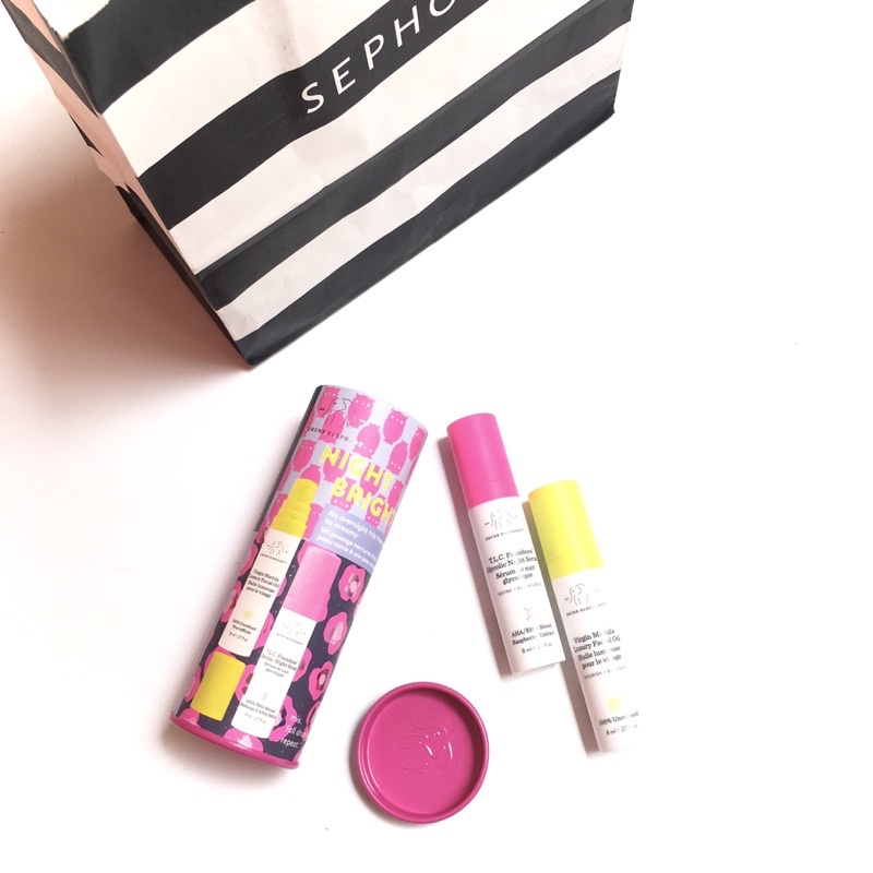 Jual Drunk Elephant Bright Night Duo (TLC Framboos AHABHA Serum & Virgin Marula Luxury Face Oil