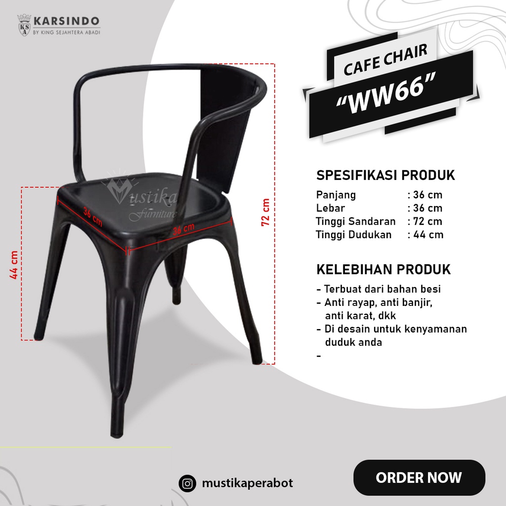 Jual Tolix Chair Kursi Cafe Besi Ww66 Shopee Indonesia