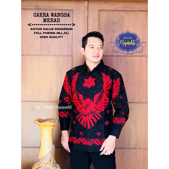 Jual Batik Pria Lengan Panjang Cakra Wangsa Merah by Rajasakti | Shopee ...