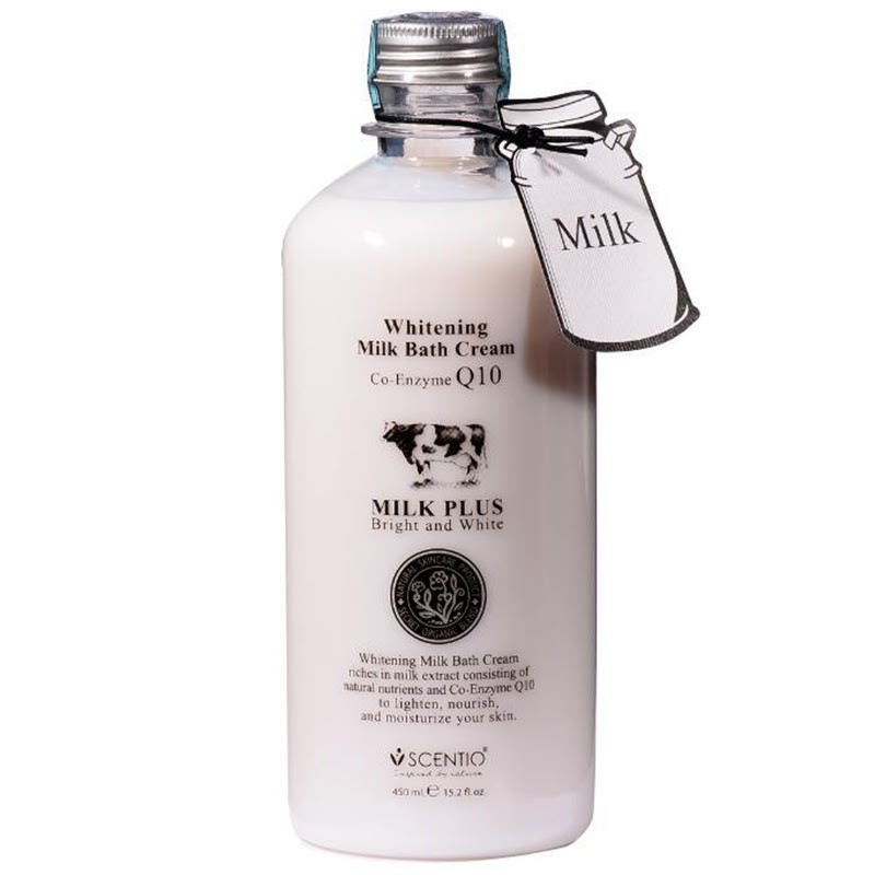 Jual BPOM Scentio Whitening Milk Bath Cream CoEnzyme Q10 Milk Plus Bright and White 450ml