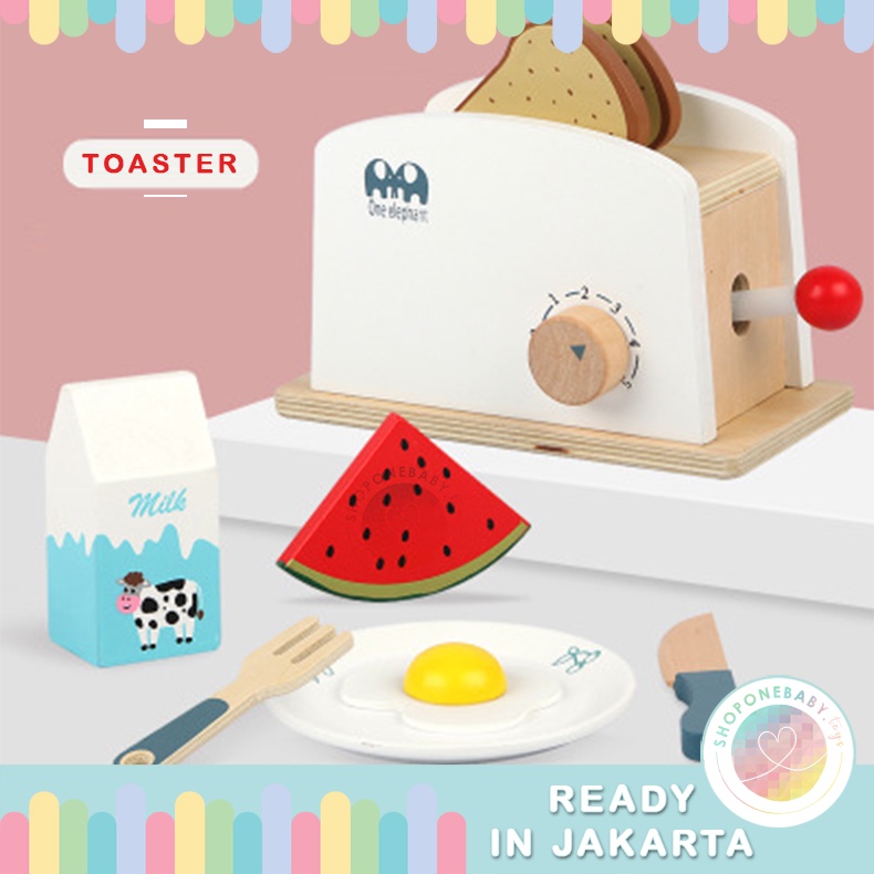 Jual JKT Bread Machine Egg Breakfast Set Pretend Wooden Toys Mainan ...