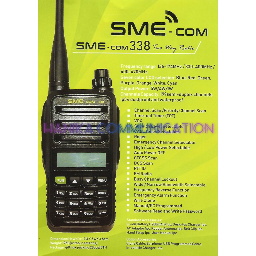 Jual SME COM 338 HT UHF 400-470 MHz Garansi Resmi Single Band Two Way ...
