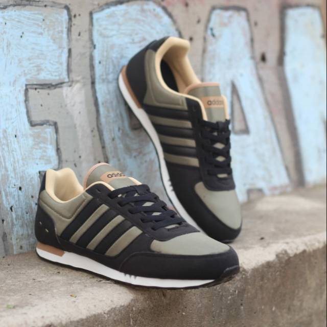 Sepatu Adidas Neo City Racer Olive List Black Original Made in indonesia BNWB